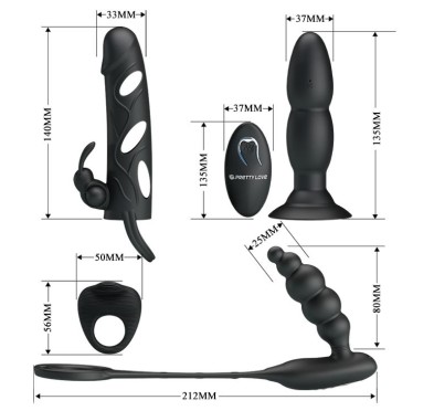 Zestaw erotyczny 4 cz plug ring nakładka na penisa